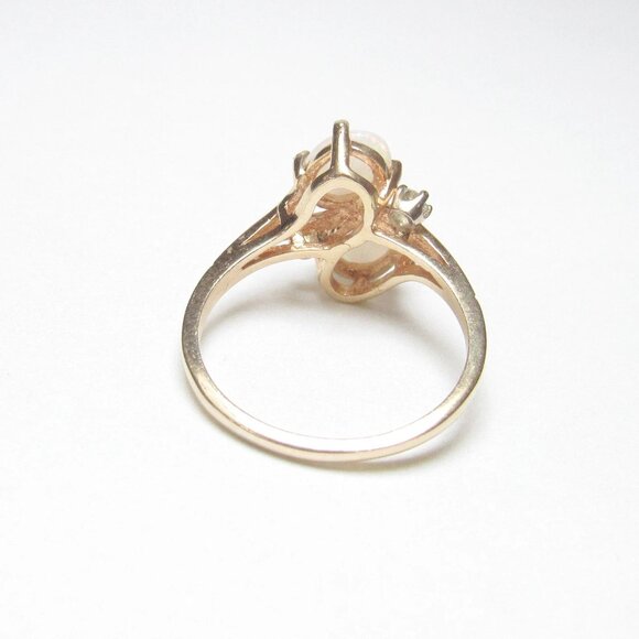 14K Yellow Gold Natural Oval Colorful Opal And Diamond Ring 0.90 Cts Sz 6 3/4 - Picture 3 of 4